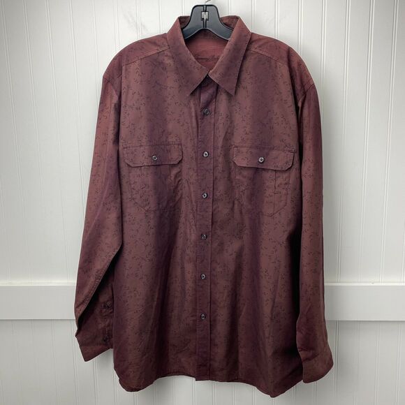 Tommy Bahama Button Up Shirt Mens Large Cotton/Silk Maroon Long Sleeve Leaves - Picture 1 of 10